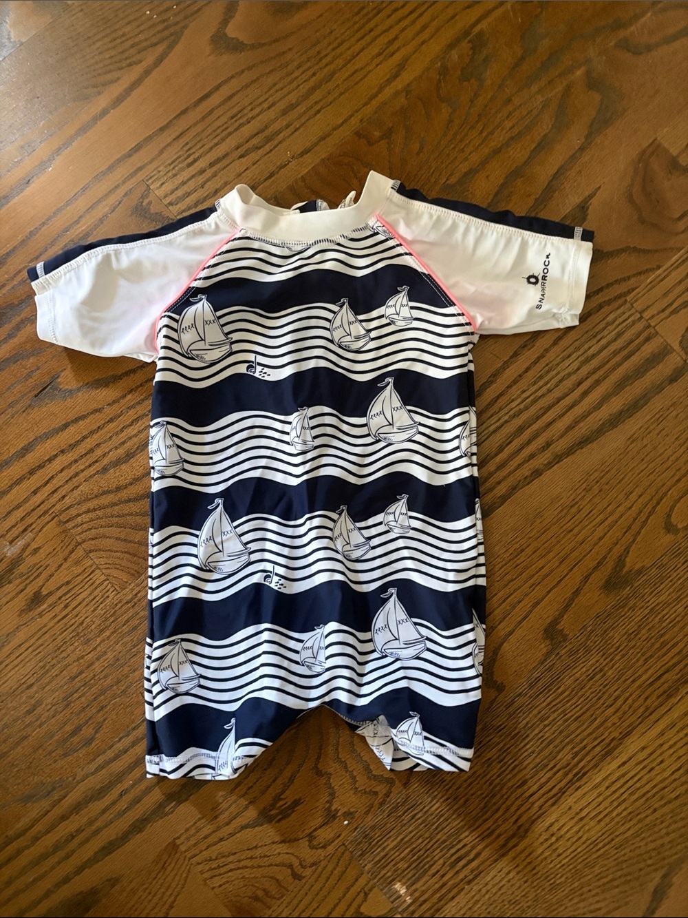Snapper Rock Navy & White Rash Guard Swim Romper 12-18m